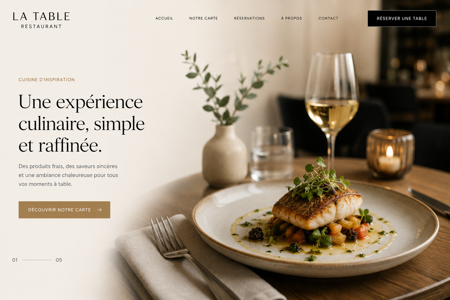 Aperçu site Restaurant — La Table